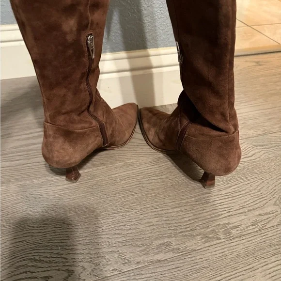 Dolce Vita Dark Brown Suede Heeled Boots - Picture 4 of 9